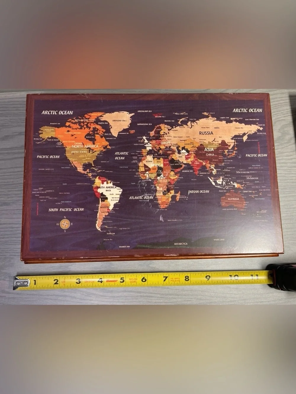 World Map Jewelry Box w/ Lined Interior - Geography - Trinket